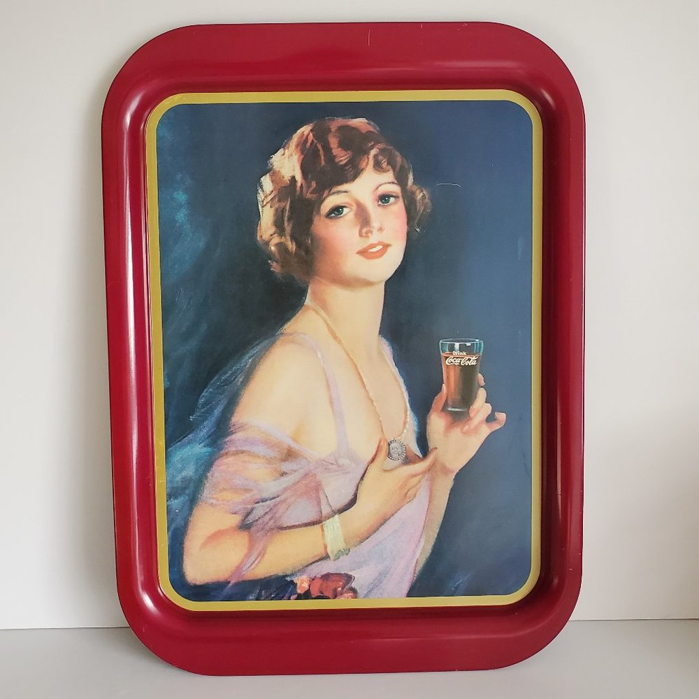 VINTAGE 1974 Coca Cola Metal Serving Tray 1927 Calendar Girl Limited Edition USA
